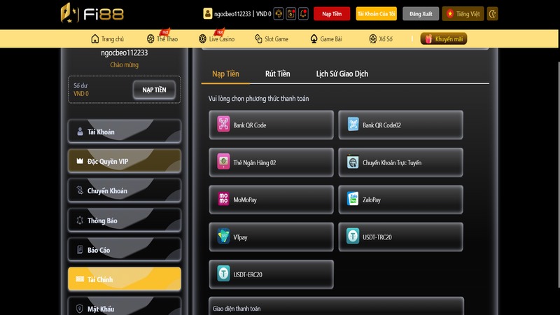Phương thức giao dịch có tại nhà cái Fi88